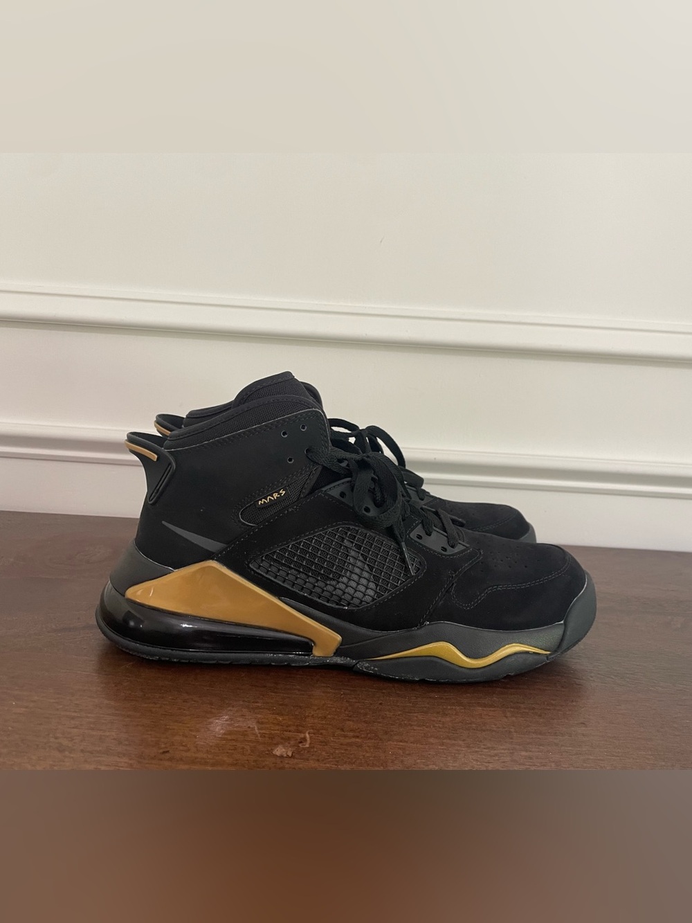 Jordan Mars 270 Black and Gold Sneakers